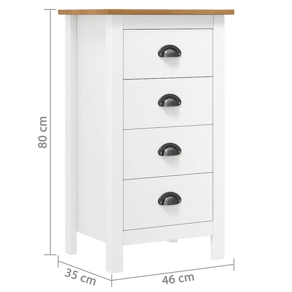 Sideboard Hill Weiß 46x35x80 cm Massivholz Kiefer