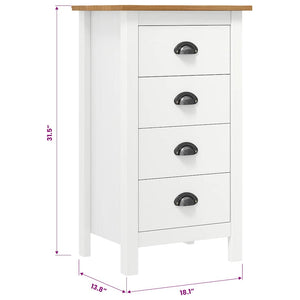 Sideboard Hill Weiß 46x35x80 cm Massivholz Kiefer