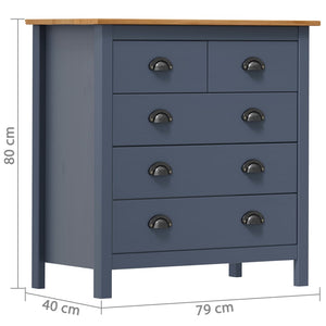 Sideboard Hill Grau 79x40x80 cm Massivholz Kiefer