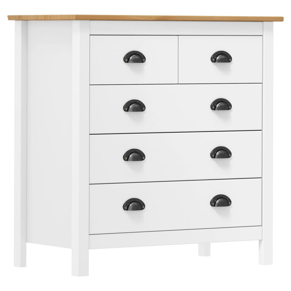 Sideboard Hill Weiß 79x40x80 cm Massivholz Kiefer