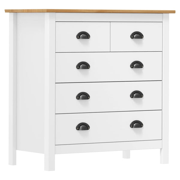 Sideboard Hill Weiß 79x40x80 cm Massivholz Kiefer