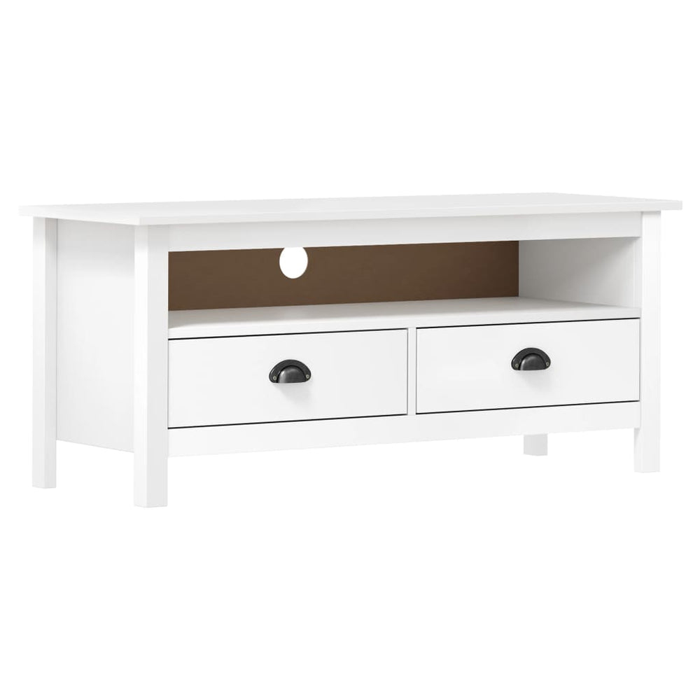 vidaXL Meuble TV Hill blanc 110x40x47 cm pin massif