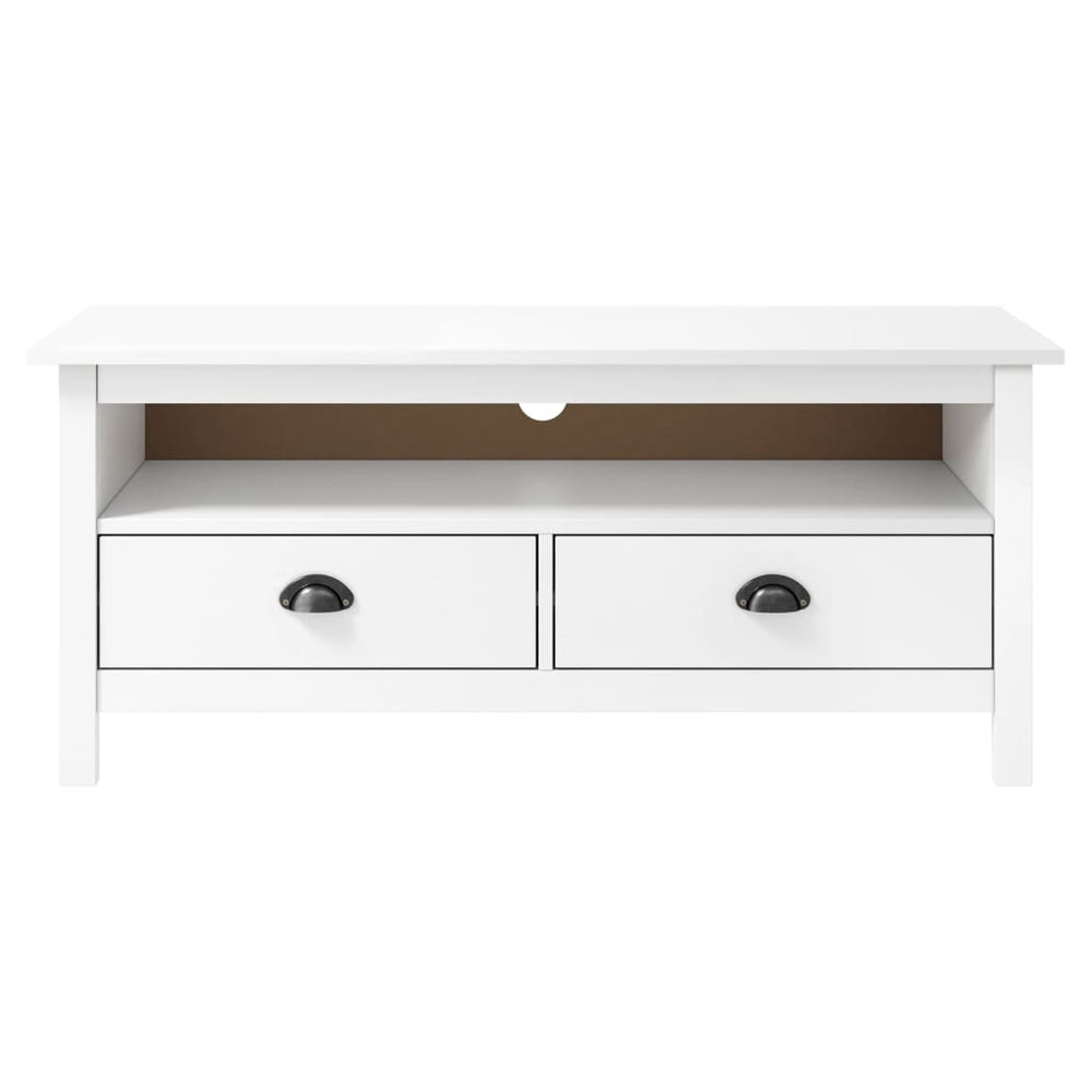 vidaXL Meuble TV Hill blanc 110x40x47 cm pin massif