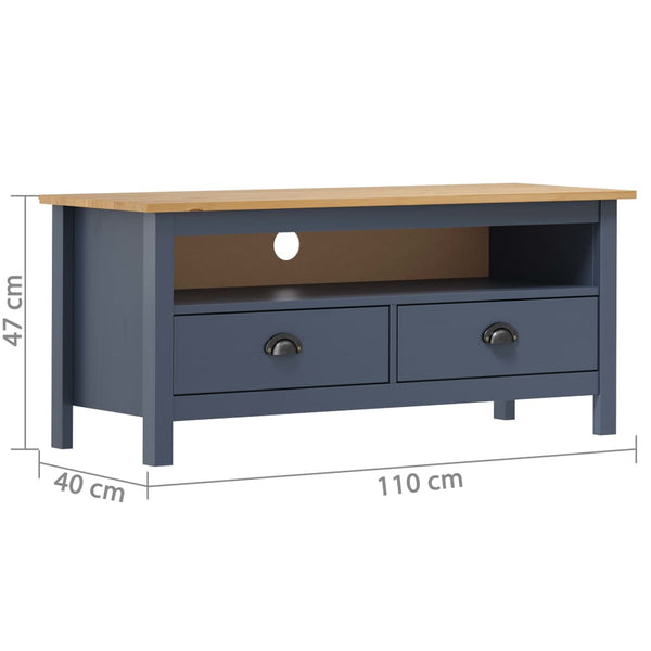 vidaXL Meuble TV Hill Gris 110x40x47 cm Bois de pin massif