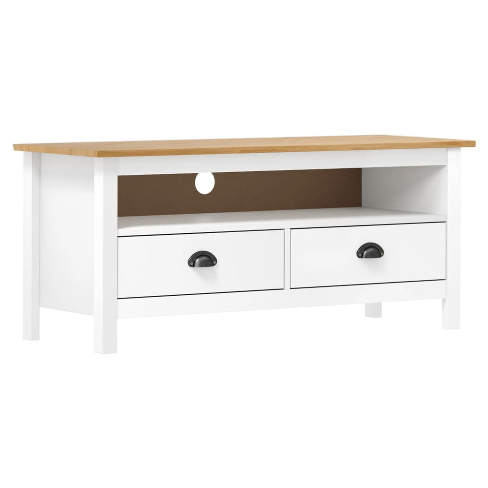 vidaXL Meuble TV Hill blanc 110x40x47 cm pin massif