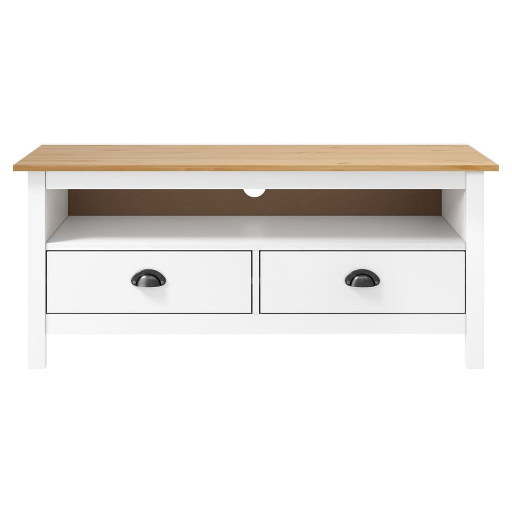 vidaXL Meuble TV Hill blanc 110x40x47 cm pin massif
