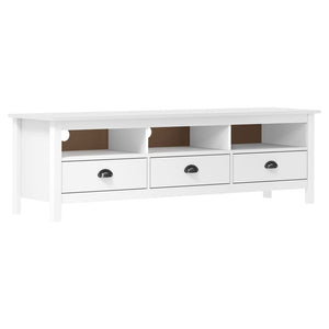 vidaXL Meuble TV Hill blanc 158x40x47 cm pin massif