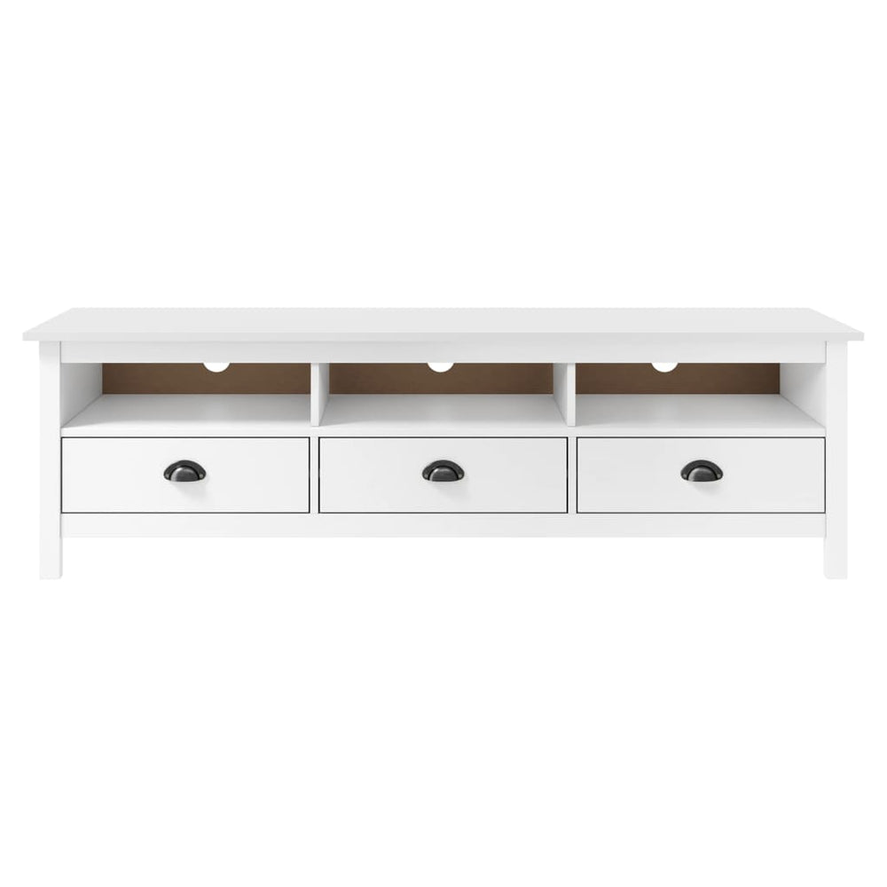vidaXL Meuble TV Hill blanc 158x40x47 cm pin massif