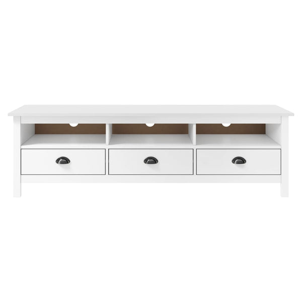 vidaXL Meuble TV Hill blanc 158x40x47 cm pin massif