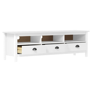 vidaXL Meuble TV Hill blanc 158x40x47 cm pin massif