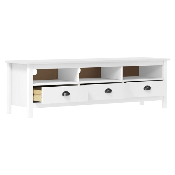 vidaXL Meuble TV Hill blanc 158x40x47 cm pin massif