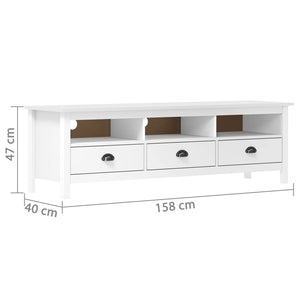 vidaXL Meuble TV Hill blanc 158x40x47 cm pin massif