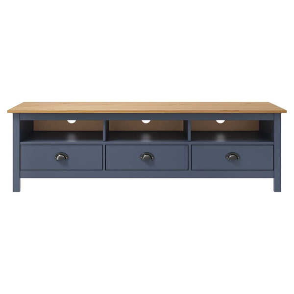 TV-Schrank Hill Grau 158x40x47 cm Massivholz Kiefer