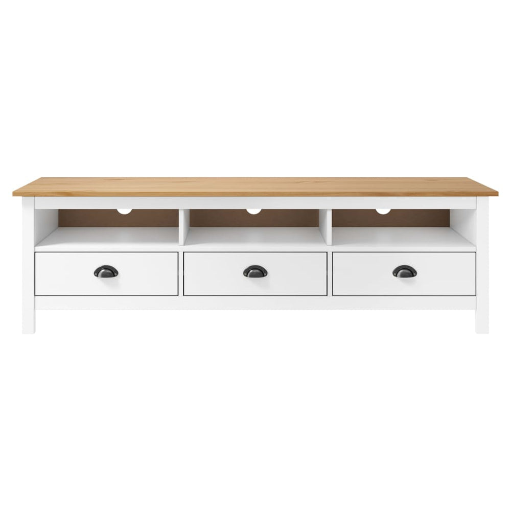 vidaXL Meuble TV Hill blanc 158x40x47 cm pin massif