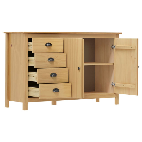 Sideboard Hill Honigbraun 130x40x80 cm Massivholz Kiefer