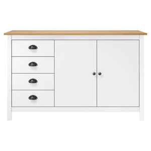 Sideboard Hill Weiß 130x40x80 cm Massivholz Kiefer