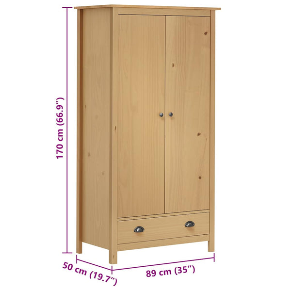 vidaXL Armoire 2 portes Hill 89x50x170 cm Bois de pin massif