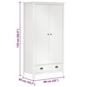 Kleiderschrank mit 2 Türen Hill Weiß 89x50x170 cm Kiefernholz