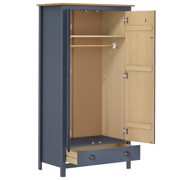 Kleiderschrank mit 2 Türen Hill Grau 89x50x170 cm Kiefernholz
