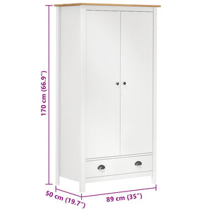 Kleiderschrank mit 2 Türen Hill Weiß 89x50x170 cm Kiefernholz