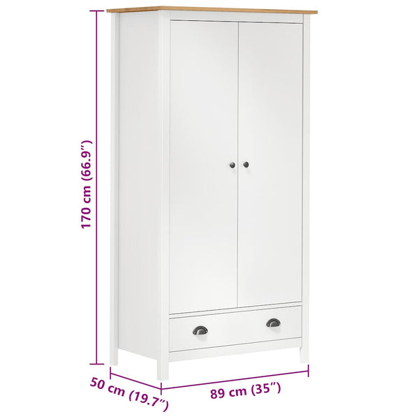 Kleiderschrank mit 2 Türen Hill Weiß 89x50x170 cm Kiefernholz