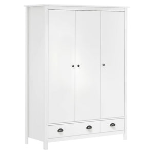 Kleiderschrank mit 3 Türen Hill Weiß 127x50x170 cm Kiefernholz