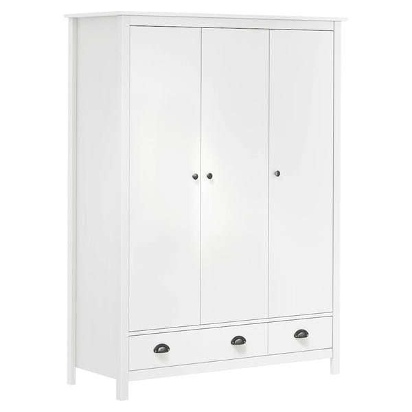 Kleiderschrank mit 3 Türen Hill Weiß 127x50x170 cm Kiefernholz