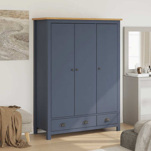 Kleiderschrank mit 3 Türen Hill Grau 127x50x170 cm Kiefernholz