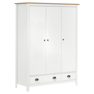Kleiderschrank mit 3 Türen Hill Weiß 127x50x170 cm Kiefernholz