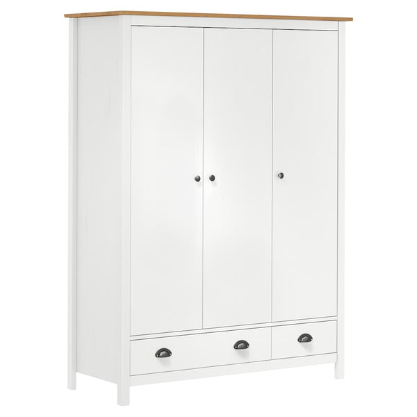 Kleiderschrank mit 3 Türen Hill Weiß 127x50x170 cm Kiefernholz