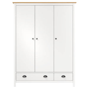 Kleiderschrank mit 3 Türen Hill Weiß 127x50x170 cm Kiefernholz