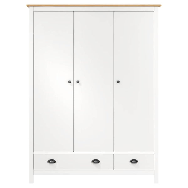Kleiderschrank mit 3 Türen Hill Weiß 127x50x170 cm Kiefernholz