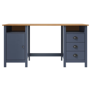 Schreibtisch Hill Grau 150x50x74 cm Massivholz Kiefer