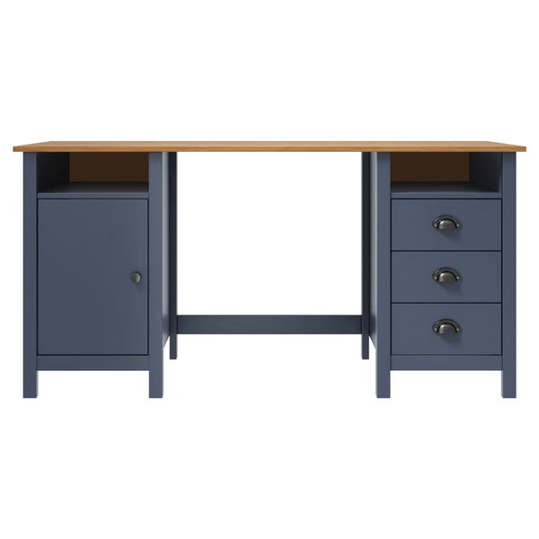 Schreibtisch Hill Grau 150x50x74 cm Massivholz Kiefer