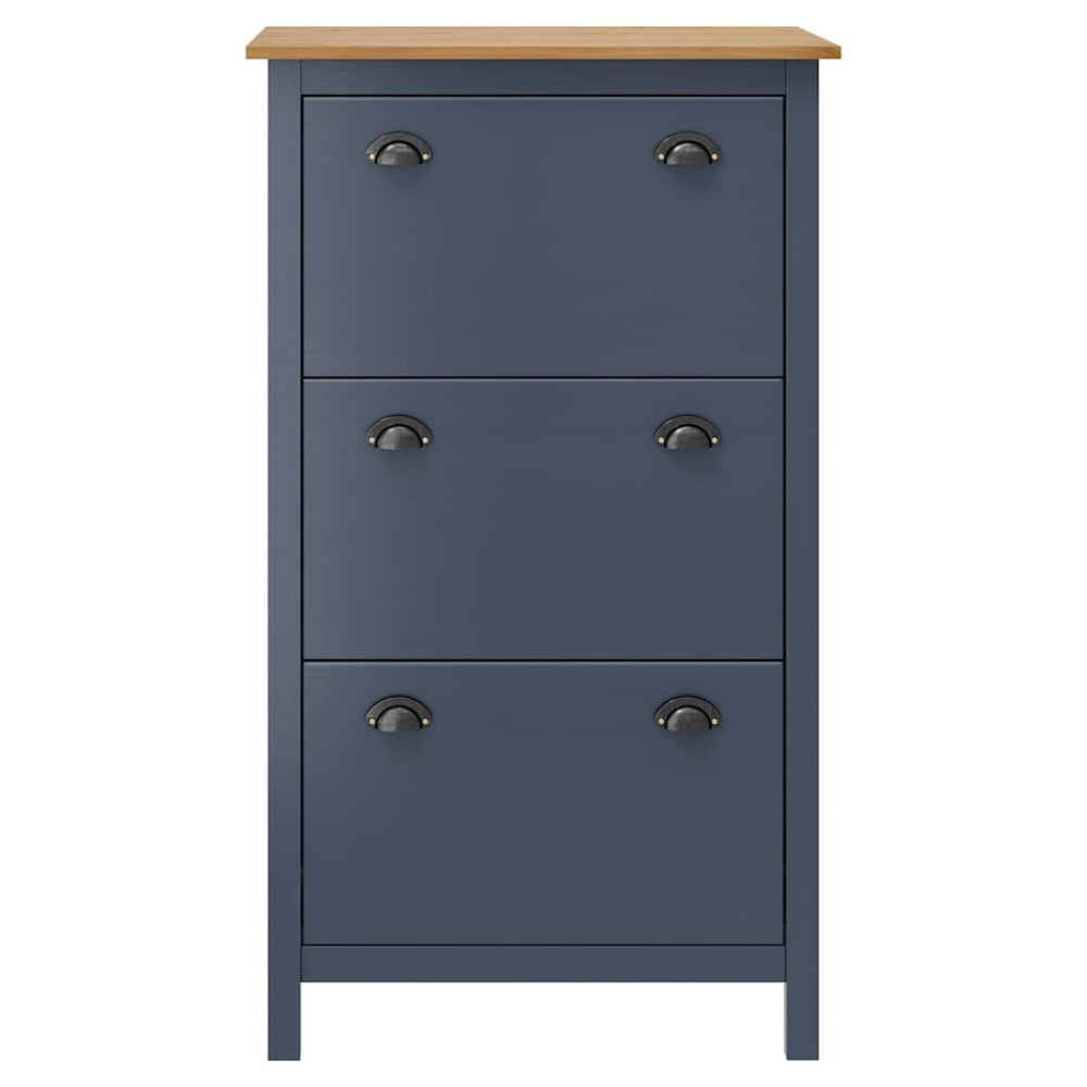 Schuhschrank Hill Grau 72x35x124 cm Massivholz Kiefer