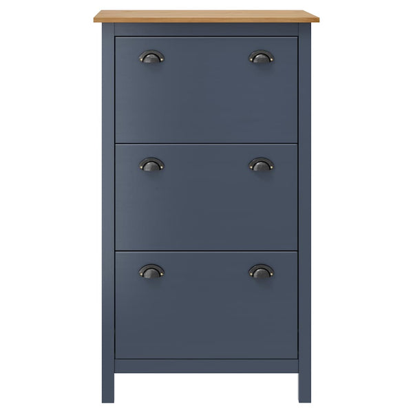Schuhschrank Hill Grau 72x35x124 cm Massivholz Kiefer