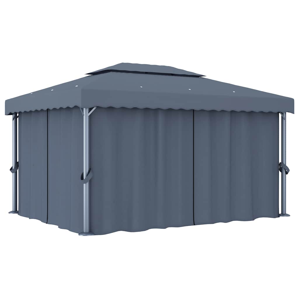 vidaXL Pavillon avec rideaux 4x3 m anthracite aluminium