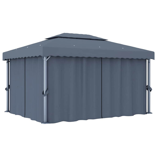 vidaXL Pavillon avec rideaux 4x3 m anthracite aluminium