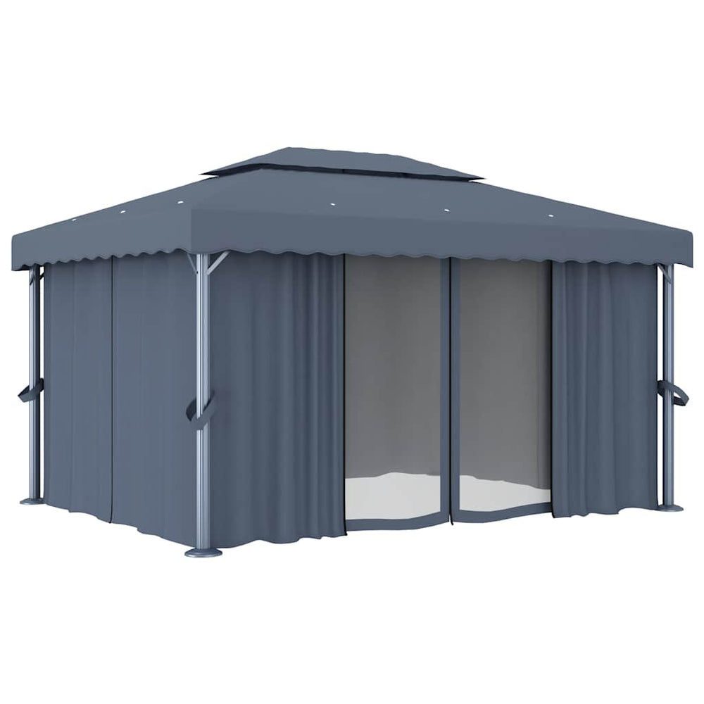 vidaXL Pavillon avec rideaux 4x3 m anthracite aluminium