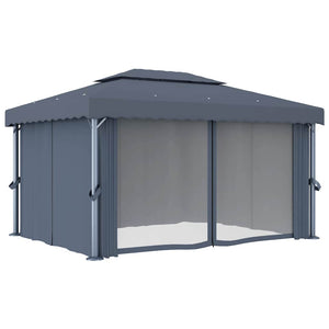 vidaXL Pavillon avec rideaux 4x3 m anthracite aluminium