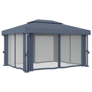 vidaXL Pavillon avec rideaux 4x3 m anthracite aluminium