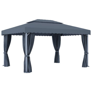 vidaXL Pavillon avec rideaux 4x3 m anthracite aluminium