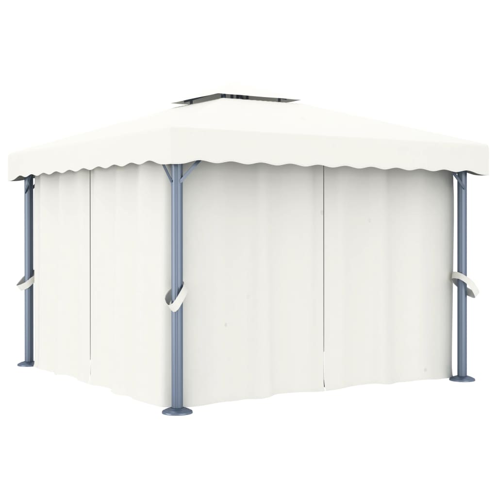 vidaXL Pavillon avec rideaux 3x3 m Crème Aluminium