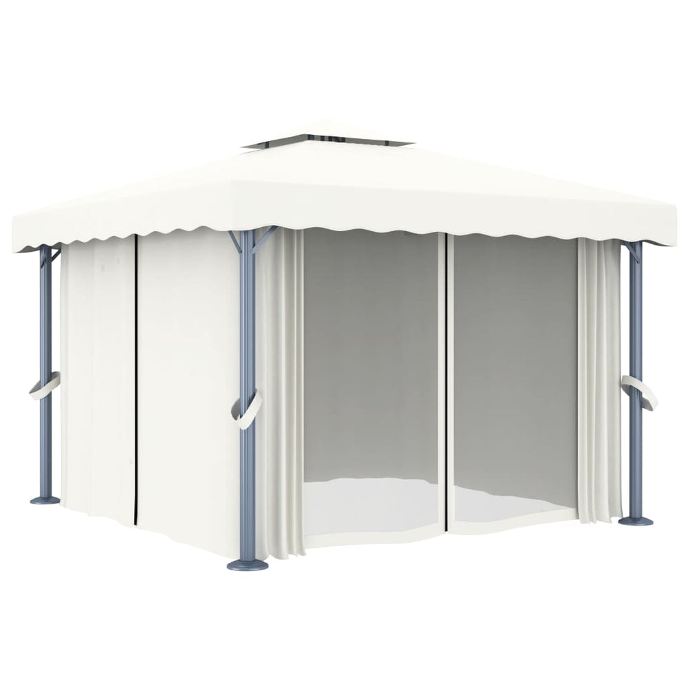 vidaXL Pavillon avec rideaux 3x3 m Crème Aluminium