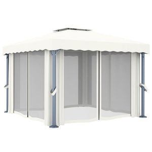 vidaXL Pavillon avec rideaux 3x3 m Crème Aluminium