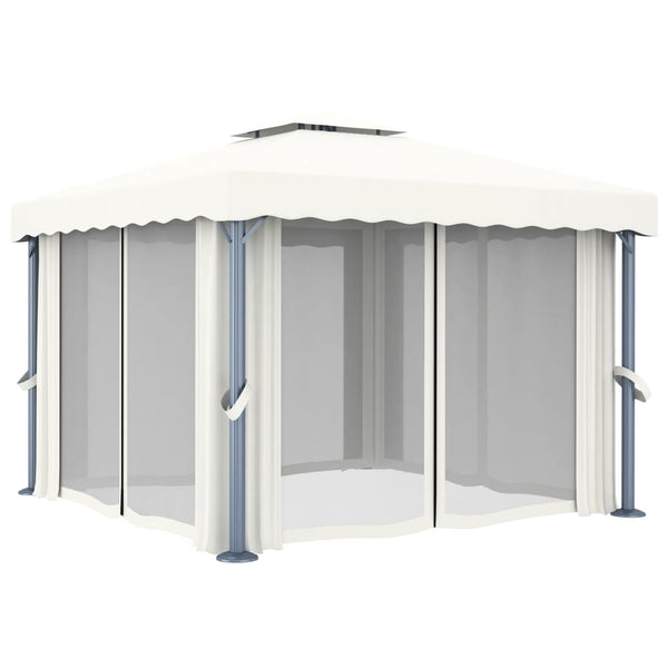 vidaXL Pavillon avec rideaux 3x3 m Crème Aluminium