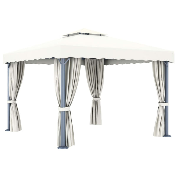 vidaXL Pavillon avec rideaux 3x3 m Crème Aluminium
