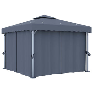 vidaXL Pavillon avec rideaux 3x3 m anthracite aluminium