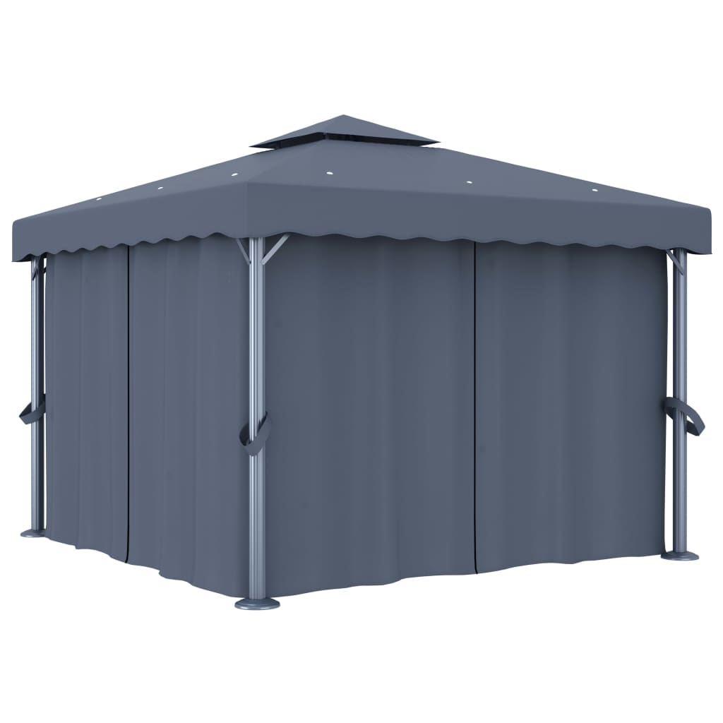 vidaXL Pavillon avec rideaux 3x3 m anthracite aluminium
