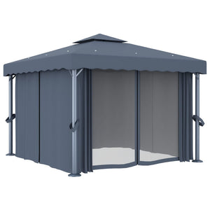 vidaXL Pavillon avec rideaux 3x3 m anthracite aluminium